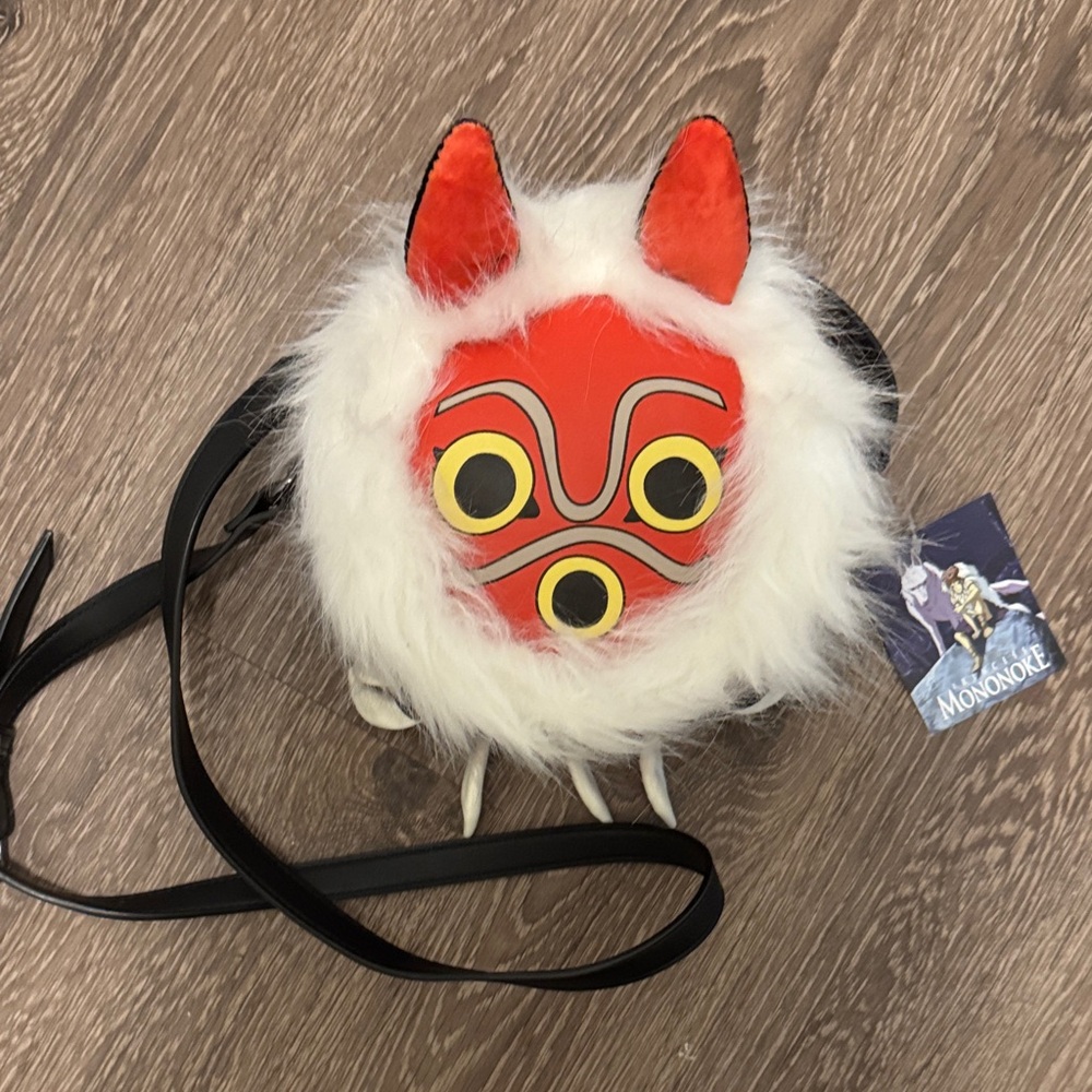 Studio Ghibli Princess Mononoke San Mask Plush Crossbody Bag - Red & White